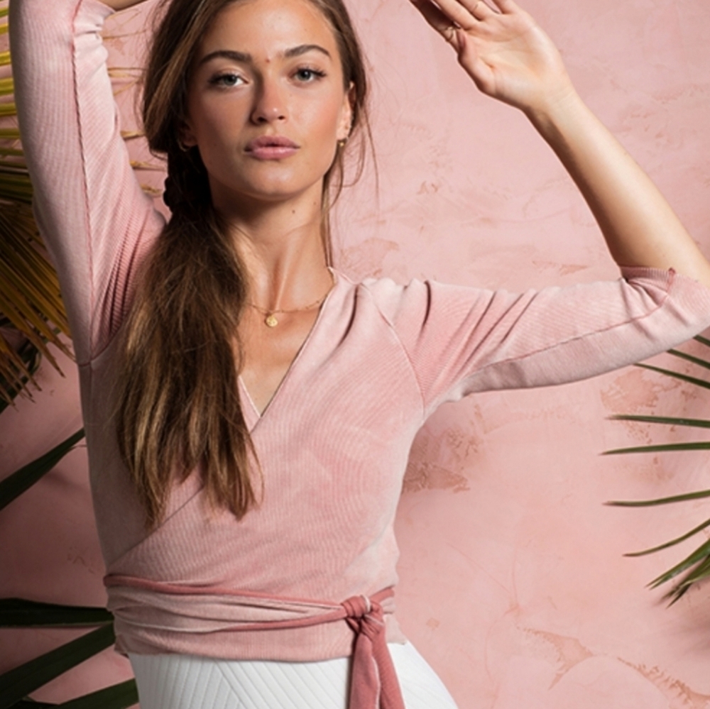 NWT L*Space Camilla Wrap Top in pink for dance yoga - Picture 3 of 8